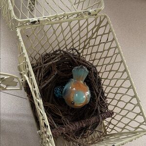 Stanley Ceramic Bird Figurine in Teal and Orange